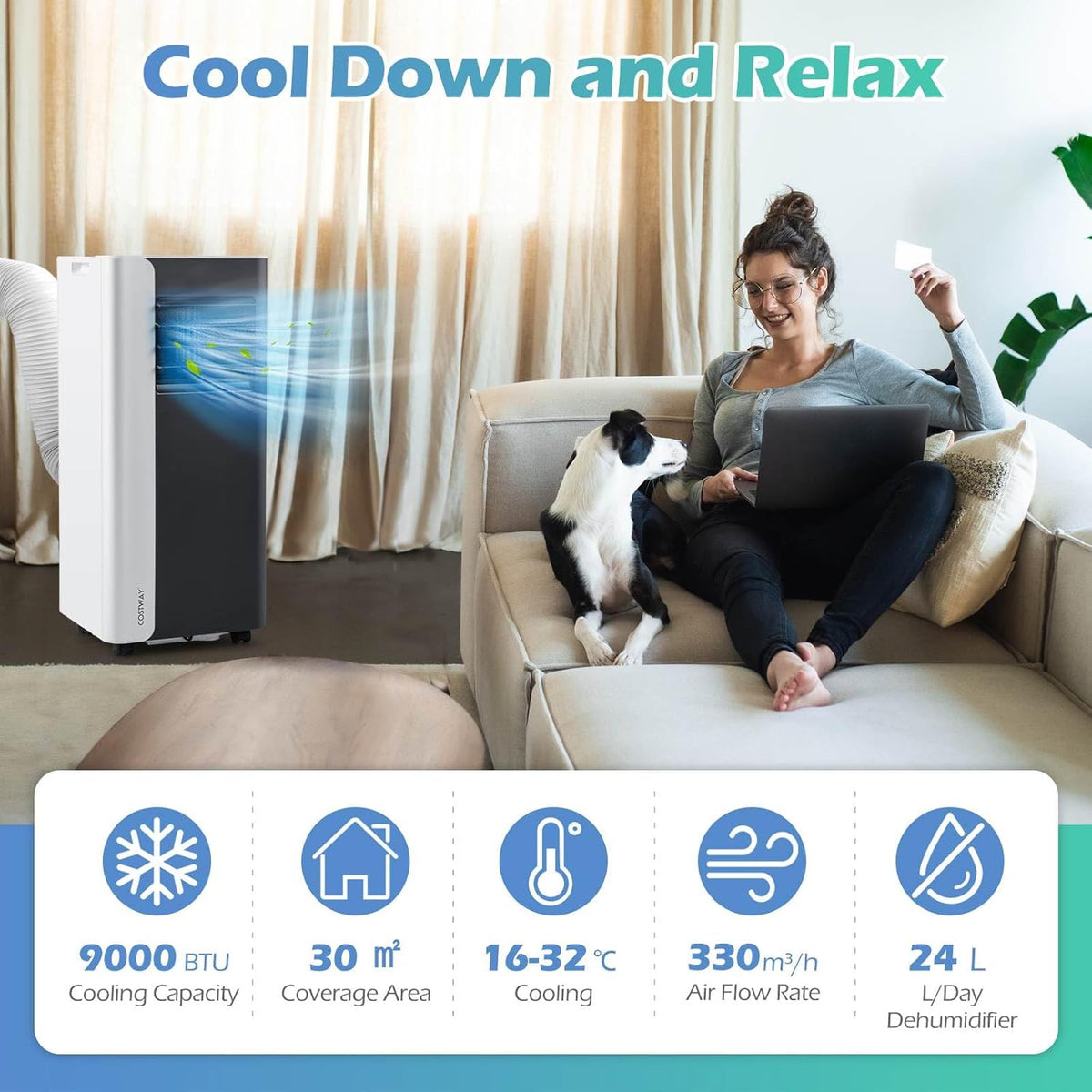 7000/9000 BTU Portable Air Conditioner 3-in-1 with Fan and Dehumidifier