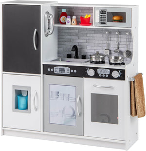 Toddler Kitchen Playset w/ Blackboard, Phone, Microwave