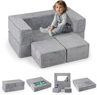 Modular Kids Plush Sofa Couch Play Set Convertible Children Fold Out Sofa Bed
