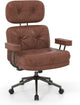 Mid-Century Modern Office Chair, Suede Fabric with Adjustable Backrest