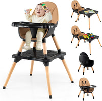 Convertible Table Chair Set w/Building Block Table, Safety Harness, Removable Tray