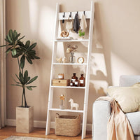 5-Tier Blanket Ladder, 148cm Bamboo Decorative Ladder Shelf