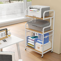 3-Tier Rolling Printer Stand, Home Office Large Printer Cart w/Storage Shelves