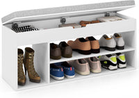 Shoe Bench w/Padded Seat, Shoes Rack w/Hidden Storage