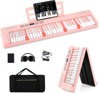 61-Key Foldable Piano Keyboard, Full-size Electronic Keyboard w/MIDI & Split Function