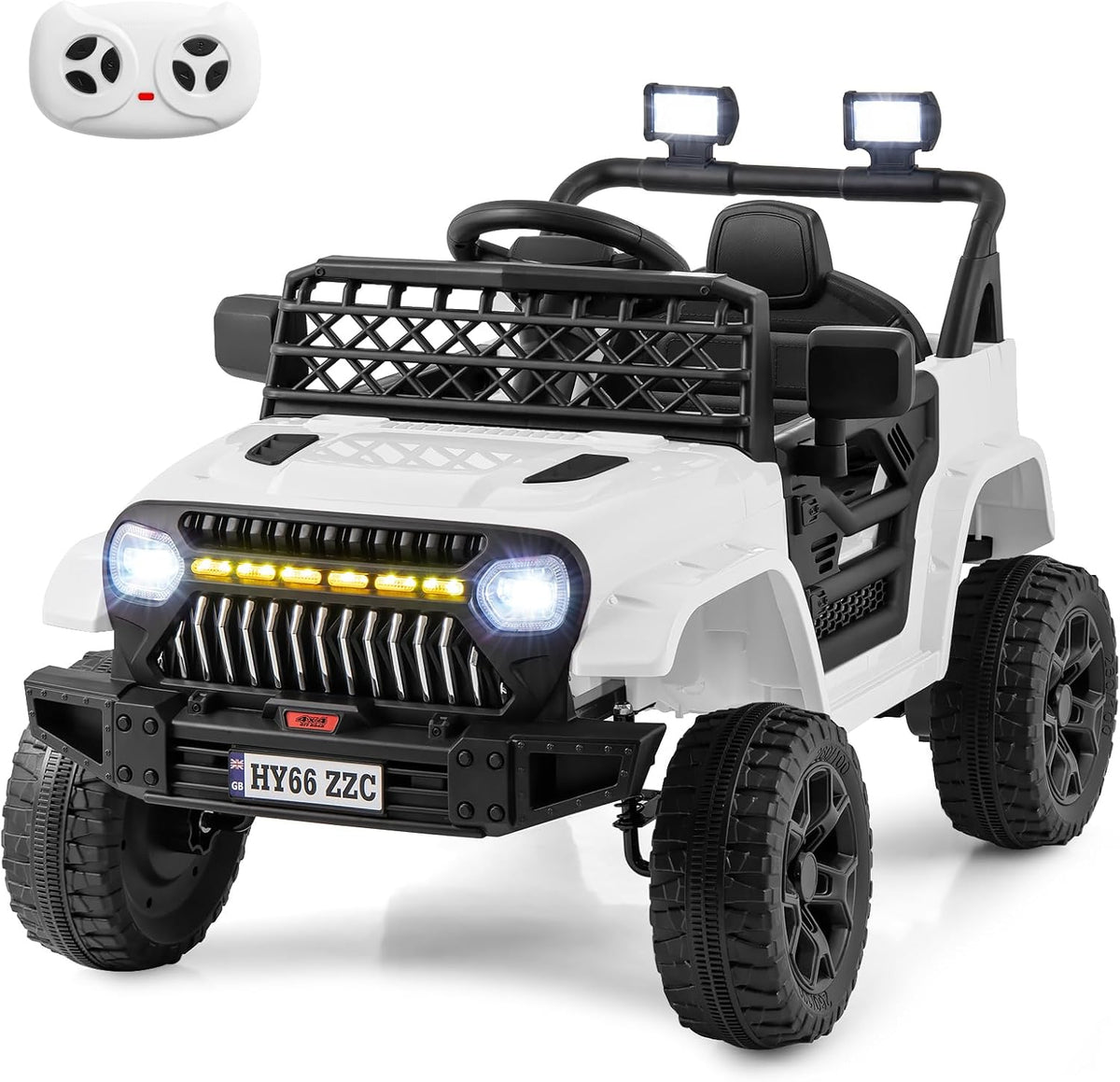 12V Kids Ride on Truck Car Jeep with Parental Remote LED Lights and Dual Motor