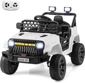 12V Kids Ride on Truck Car Jeep with Parental Remote LED Lights and Dual Motor