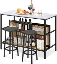 Giantex Kitchen Island Dining Table Chair bar Stool Counter Height Set