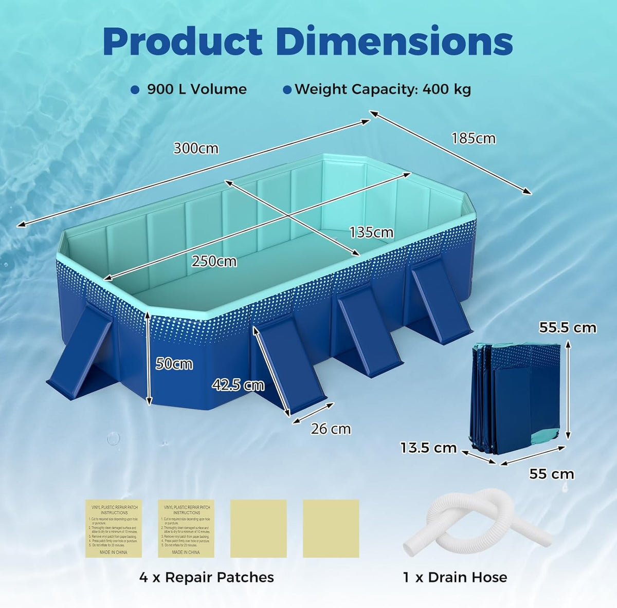 Foldable Swimming Pool,Non-Inflatable Around Ground Pool w/24 Wall Panels