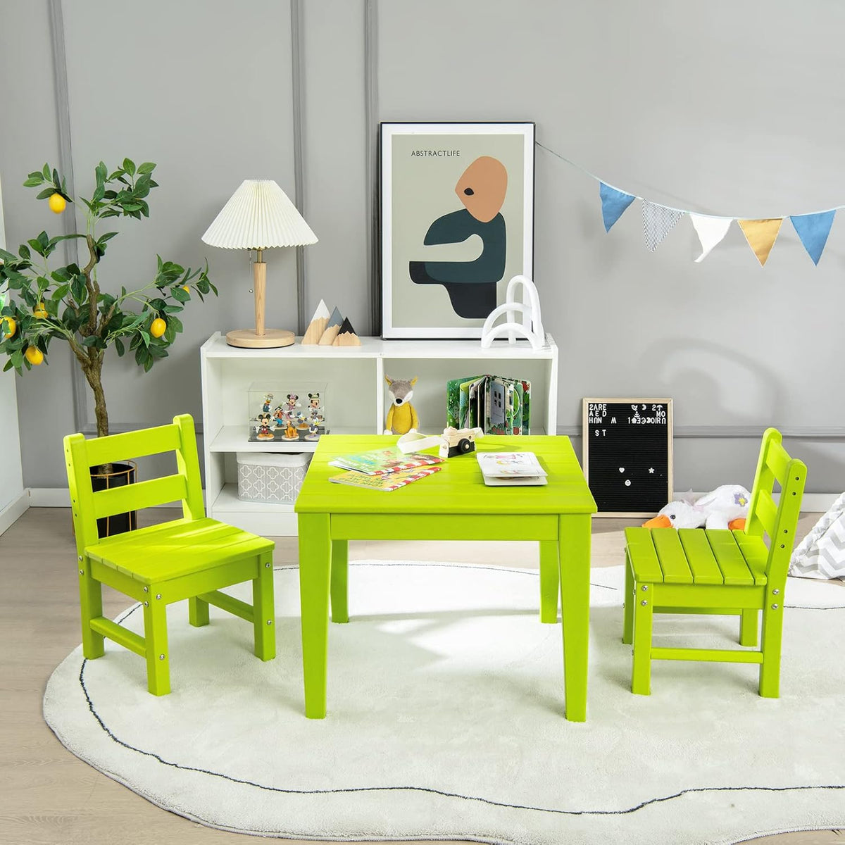 3-Piece All-Weather Kids Table & Chairs Set for Home & Backyard