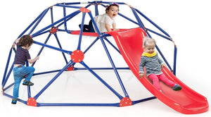 Kids Climbing Dome & Play Set, Geometric Dome Climber with Slide, Fabric Cushion, 150 KG Load Capacity