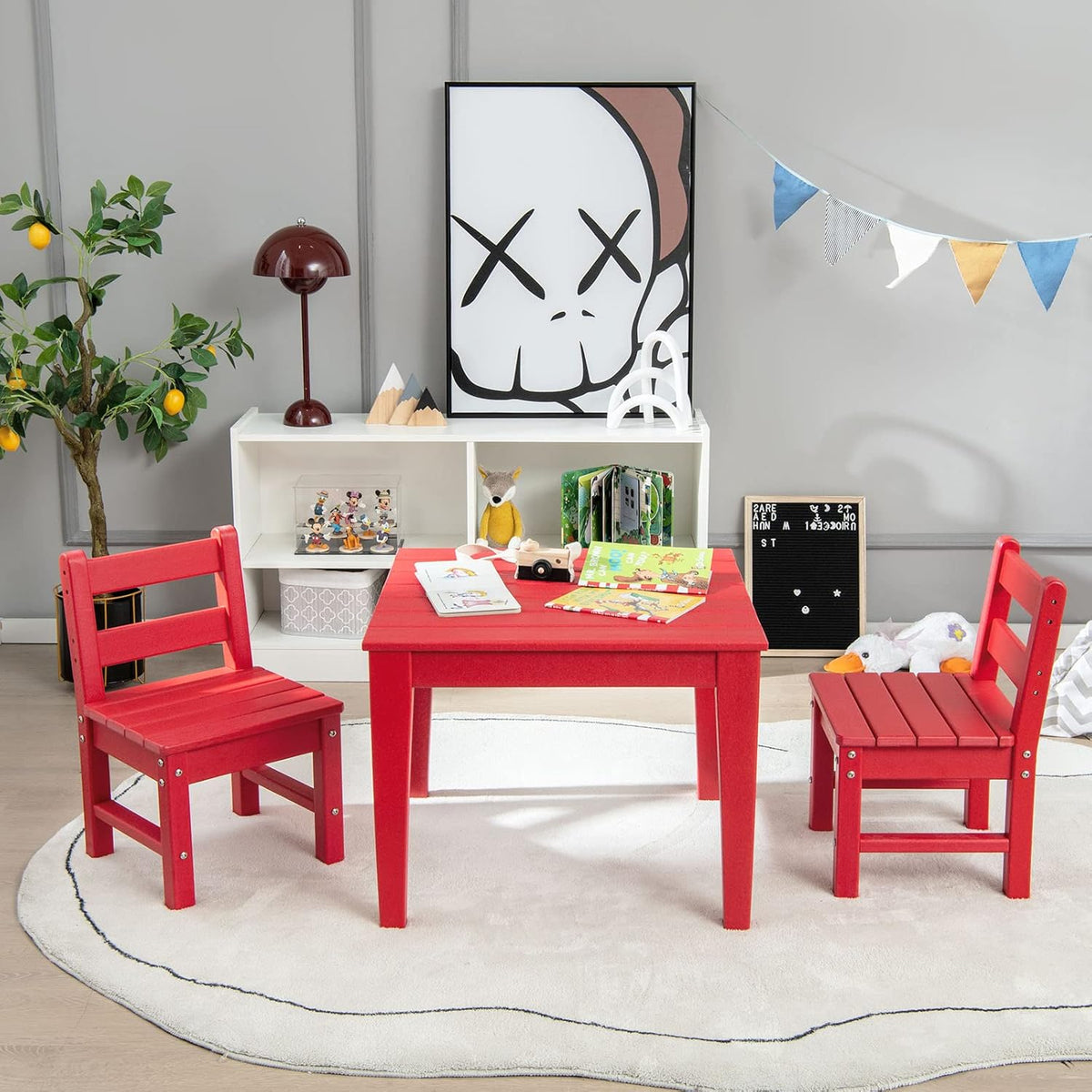 3-Piece All-Weather Kids Table & Chairs Set for Home & Backyard