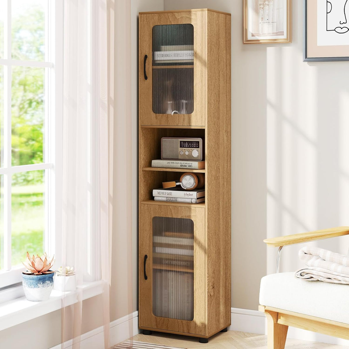 Giantex Tall Bathroom Storage Cabinet, 170 cm H Freestanding Storage Organizer
