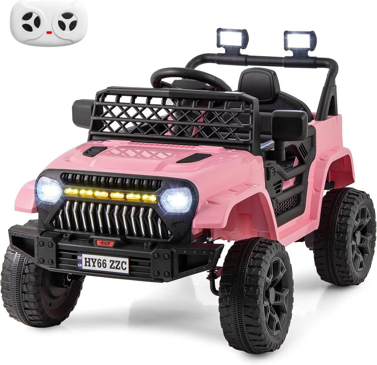 12V Kids Ride on Truck Car Jeep with Parental Remote LED Lights and Dual Motor