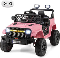 12V Kids Ride on Truck Car Jeep with Parental Remote LED Lights and Dual Motor