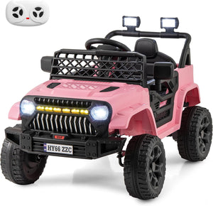 12V Kids Ride on Truck Car Jeep with Parental Remote LED Lights and Dual Motor