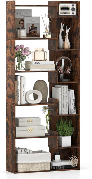 Giantex 6-Tier Bookshelf, Wooden Bookcase with 2 Anti-Tipping Kits