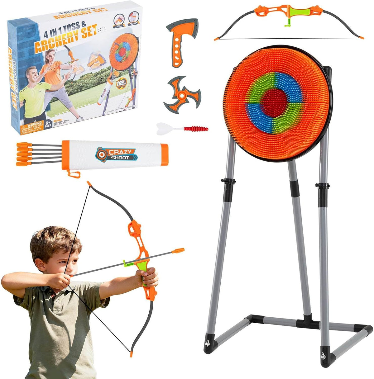 4 in 1 Throwing Target Set, Kids Throwing Game w/Bristle Target