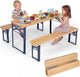 110 CM Folding Kids Picnic Table & Bench Set, No Assembly Wooden Toddler Table