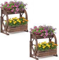 2-tier Raised Garden Bed with Drainage Holes and Semi-wheels
