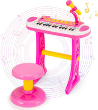 Portable Electronic 31-Key Kids Piano Keyboard Toy with Stool
