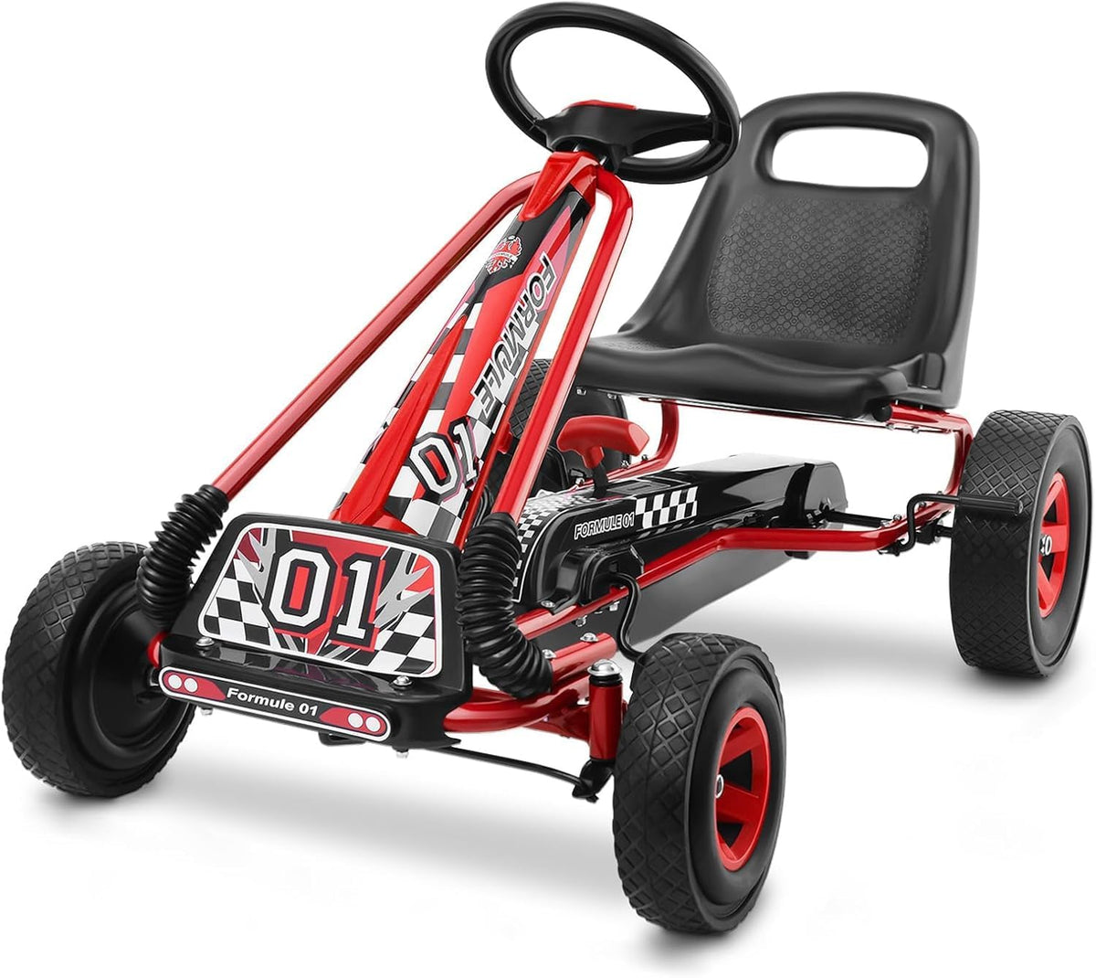 Kids Ride On Pedal Go Kart with Steering Wheel for Boys and Girls 3-8 Years Old