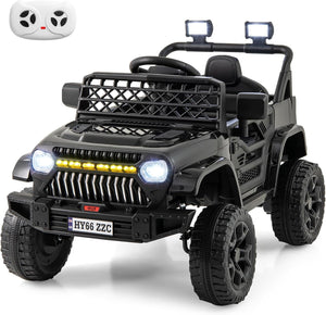 12V Kids Ride on Truck Car Jeep with Parental Remote LED Lights and Dual Motor