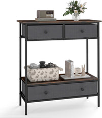 Console Table with Drawers Industrial Entryway Table with Open Storage Shelf