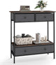 Console Table with Drawers Industrial Entryway Table with Open Storage Shelf