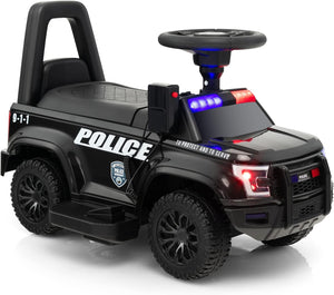 Kids Ride On Police Car, 6V Battery Powered Electric Toy Car w/Real Megaphone, Music