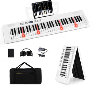 61-Key Foldable Piano Keyboard, Full-size Electronic Keyboard w/MIDI & Split Function