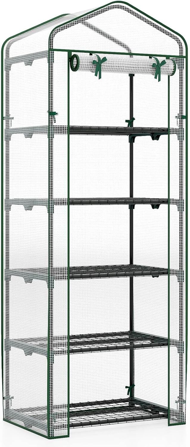Mini Greenhouse Indoor Outdoor, Portable Plant Grow House with 5 Tier Shelves