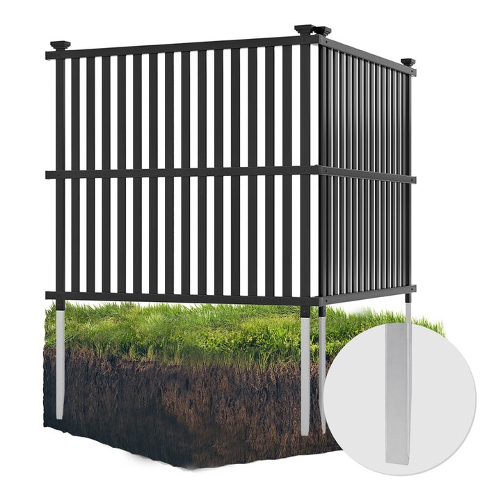 Air Conditioner Fence Panel, 114 x 114 cm Privacy Screen with Metal Ground Stakes