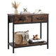 75CM Narrow Table with 2 Fabric Drawers and Open Compartment Metal Frame