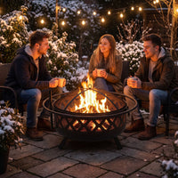 Outdoor Fire Pit with Adjustable and Rotatable Grill Grate