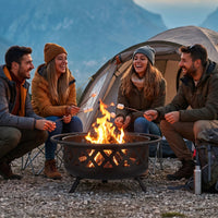 Outdoor Fire Pit with Adjustable and Rotatable Grill Grate