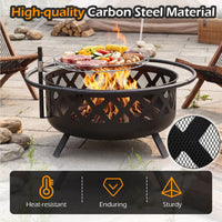 Outdoor Fire Pit with Adjustable and Rotatable Grill Grate