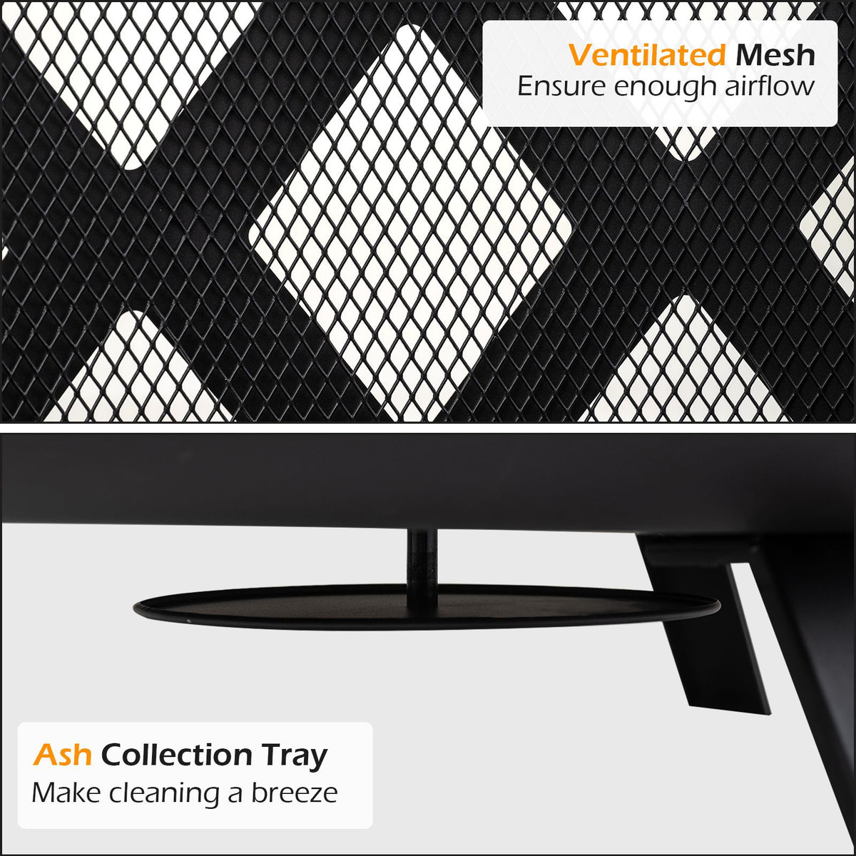 Outdoor Fire Pit with Adjustable and Rotatable Grill Grate