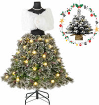 150CM Pre-lit Mannequin Artificial Christmas Tree, Hinged Dress Form Xmas Tree w/ 465 Branch Tips