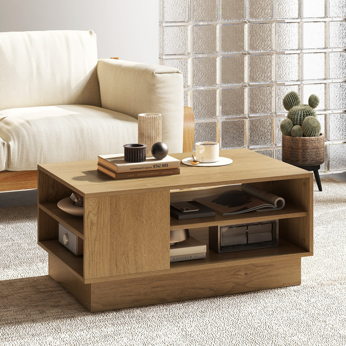 Modern Coffee Table Rectangle Center Table Accent Table for Living Room
