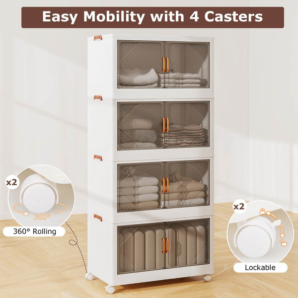 4-Tier 284L Stackable Storage Bins with Lids