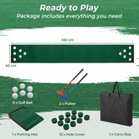 Golf Pong Game Set, Portable Golf Putting Mat with 2 Adjustable Putters