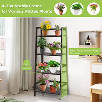 Freestanding 4-Tier Bamboo Plant Rack with Guardrails