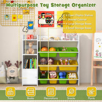 Kids Bookshelf with 8 Storage Boxes and 2 Open Shelves