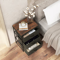 3-Tier Fabric Dresser Fabric Nightstand w/ 3 Drawers Storage Dresser for Bedroom