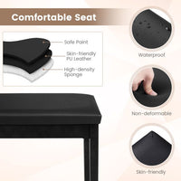PU Leather 2-in-1 Duet Piano Bench with Music Storage and Padded Cushion