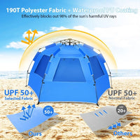 Foldable Portable Instant Pop-up Beach Tent for 3-4 Persons with Carry Bag