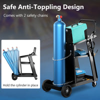 3-Tier Welding Cart, Rolling Welder Cart w/ Tilt-Table & 4 Wheels