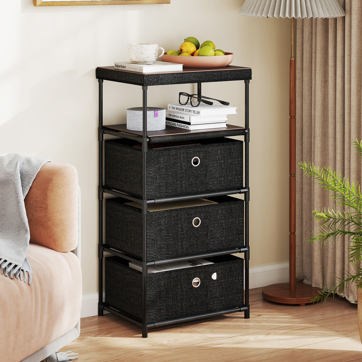 Narrow Dresser with 5 Drawers Slim Storage Tower Space-Saving Chest of Drawers