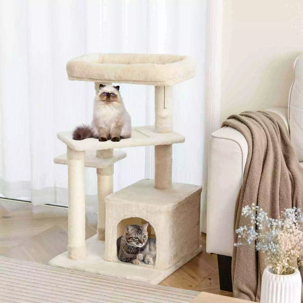 Giantex 4-Tier Cat Tree Indoor Activity Cat Tower w/ Perch & Hanging Ball for Play Rest